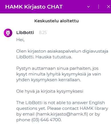 kirjaston chatbot