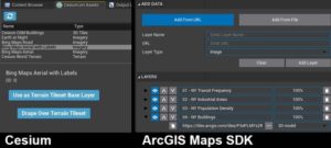 Tavat, joilla striimattu aineistoa haetaan Cesium ja ArcGIS Maps SDK-plugineilla