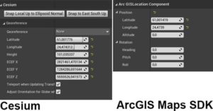 Kuva 6 GPS-koordinaattien määritteleminen objektille Cesiumilla ja ArcGIS Maps SDK:lla