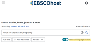 Activate natural language search from the slider under the basic search field.