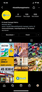 Näyttökuva R-kioski Kamppi Metron Instagram-sivulta.