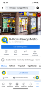 Näyttökuva R-Kioski Kamppi Metron Facebook-sivulta.
