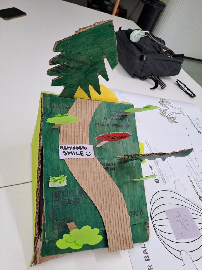 Cardboard model which consists trees and bushes
