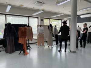 Designers introducing their collections at the HAMK Design Factory premises. 