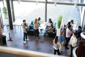 Students at the Valkeakoski campus lobby